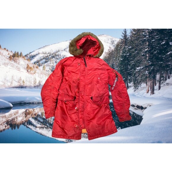 Alpha Industries Women Red Parka Type N-3B Extreme Cold Weather Medium - Picture 1 of 12